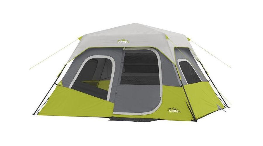 View of the Core Instant Cabin 6 Tent with the fly closed