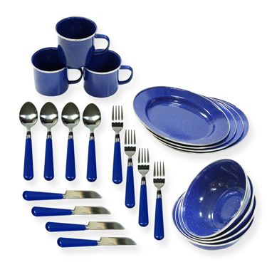 Stansport Enamel Tableware Set (24-Piece)