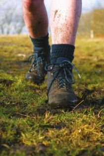 muddy hiking boots