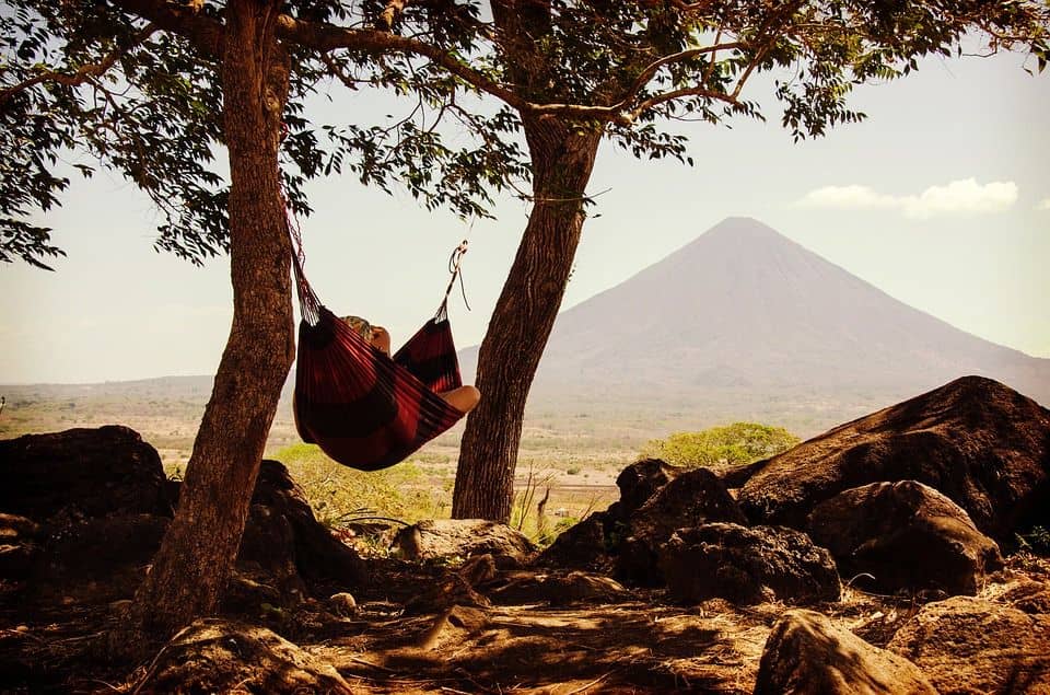 relaxing in a hammock