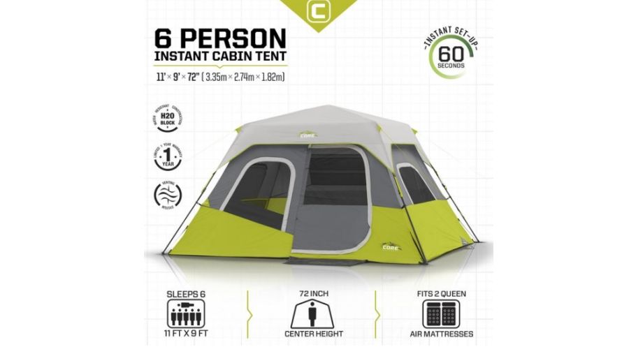  Core 6 Person Instant Tent Set- Family Tent With