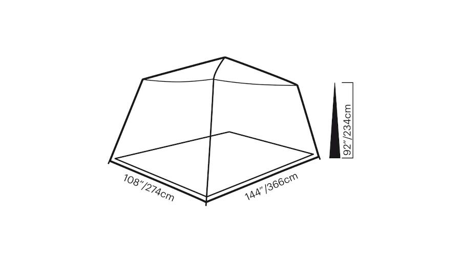 Dimensions of the on the NoBugZone Screenhouse 8