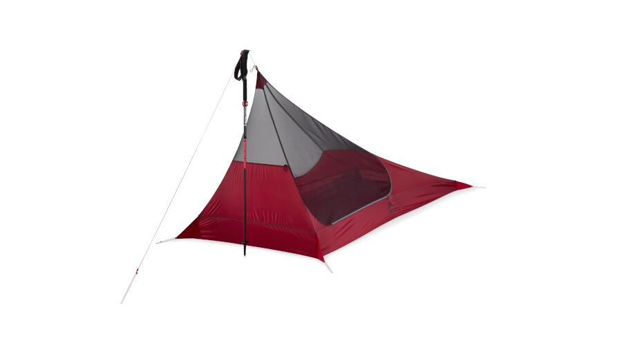 The Thru-Hiker Mesh House Trekking Pole Tarp Off